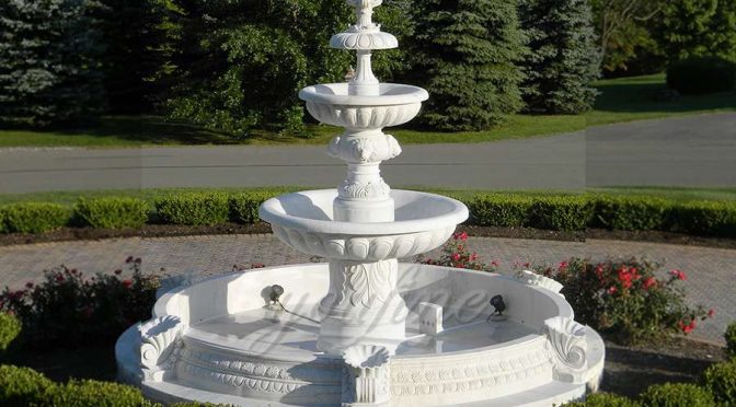 white marble fountains, 3 tier marble fountains, lion head fountains