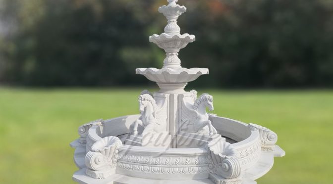 Garden White Marble Horse Water Fountains For Sale