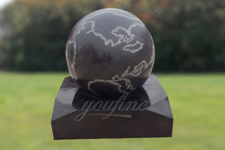 Gorgeous Stone Rolling Sphere Limestone Water Fountains with World Map Figure